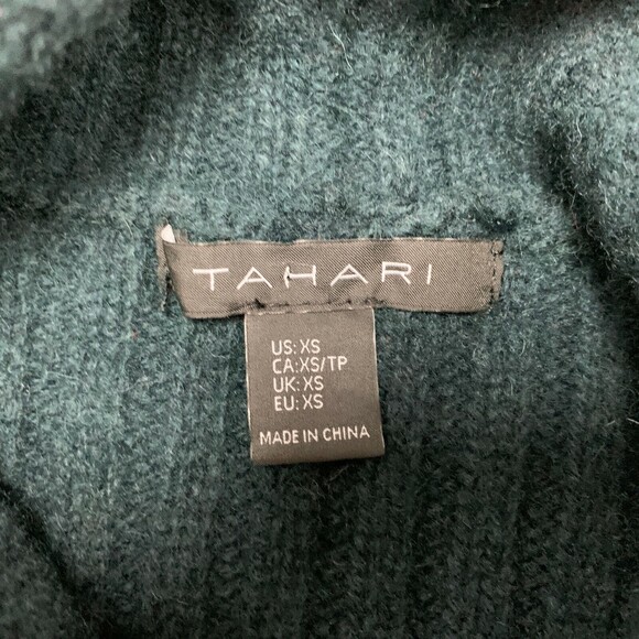 Tahari Women's Sweater X-Small Green Cowl Neck Sleeveless Wool Yak Hair Blend - Picture 5 of 6